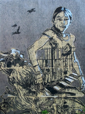 Artwork by Swoon, Daniella, Made of Digital archival print on Moab Entrada 335 gsm 