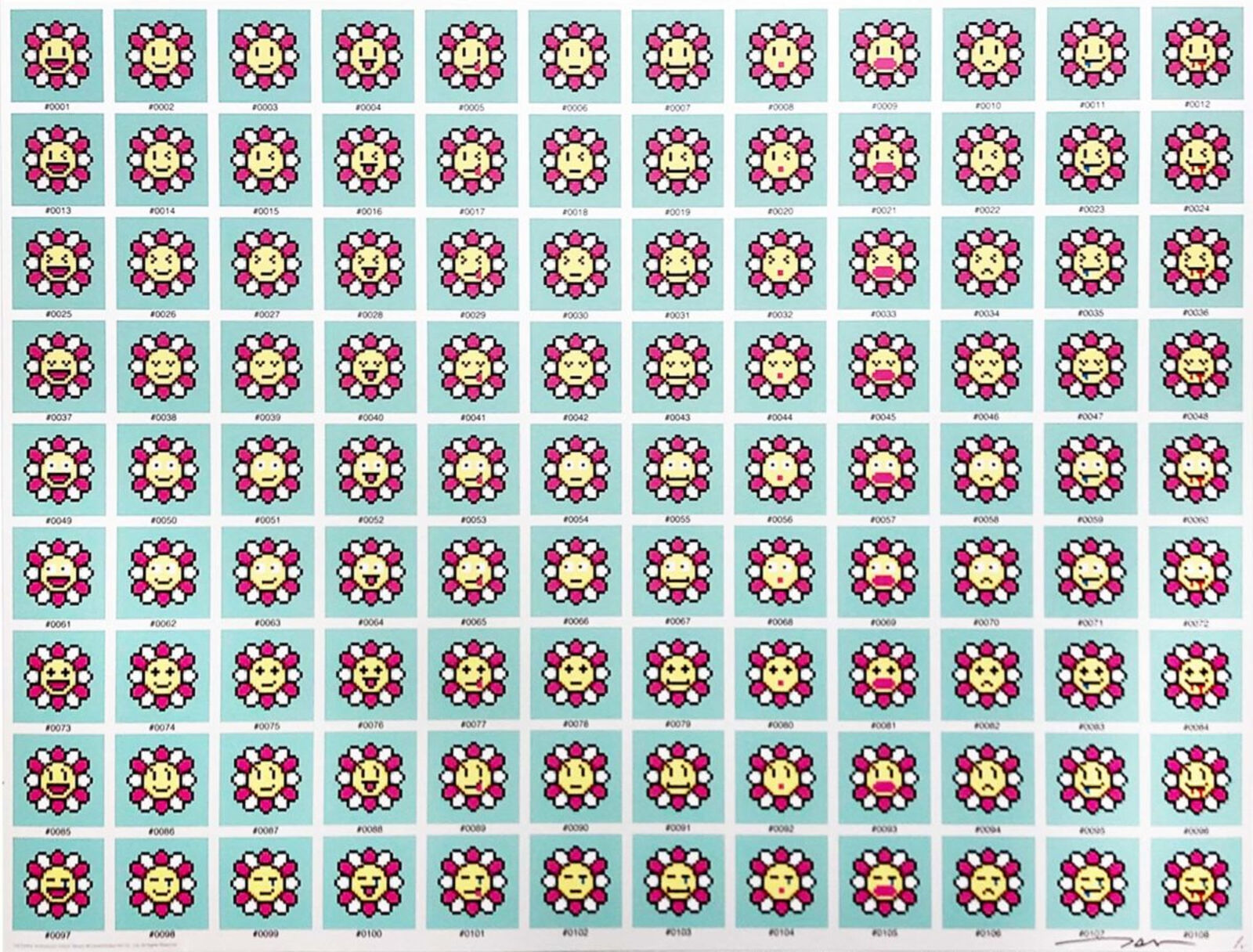 a sheet of stickers with a bunch of flowers on it