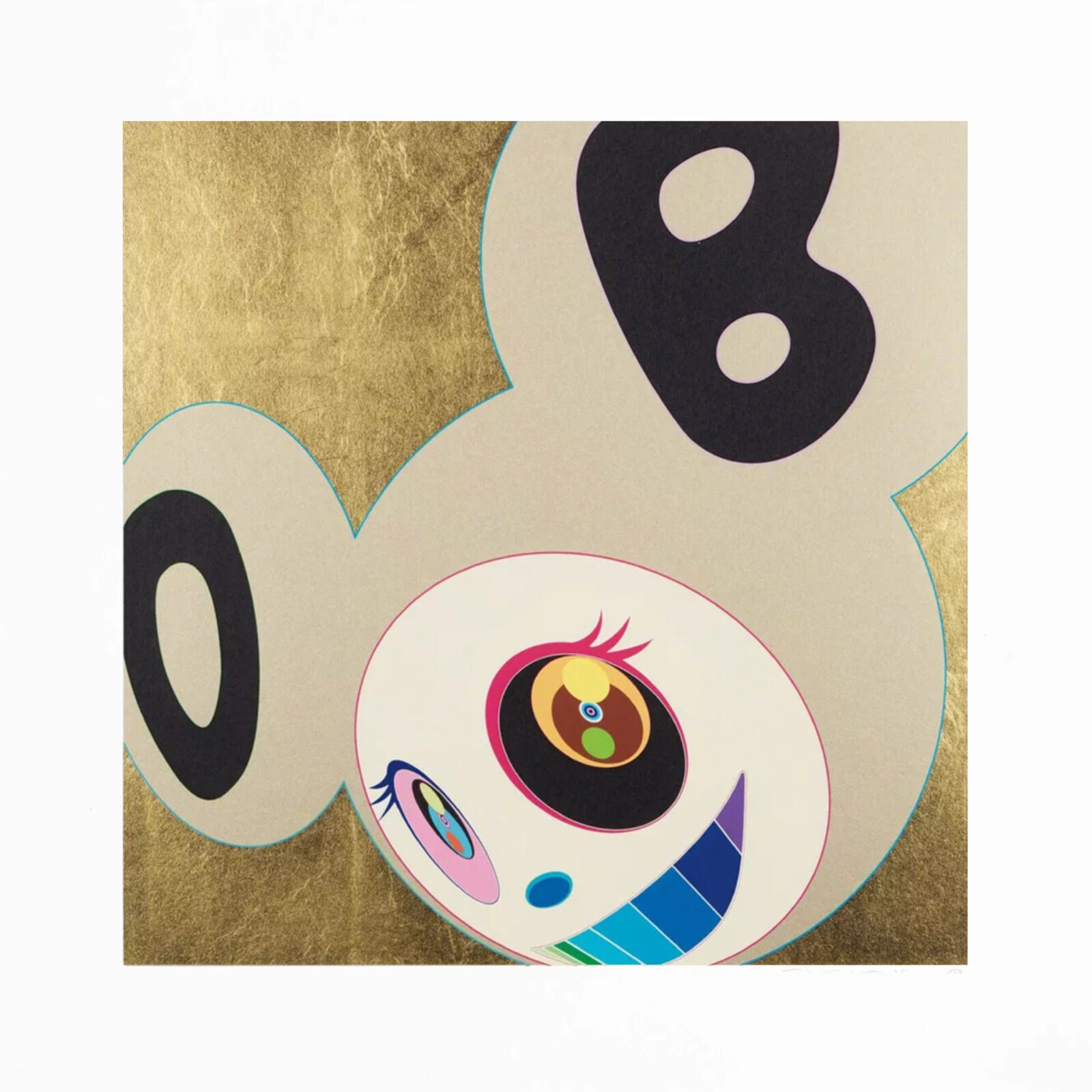 A picture of a cartoon character with a number 8 on it.