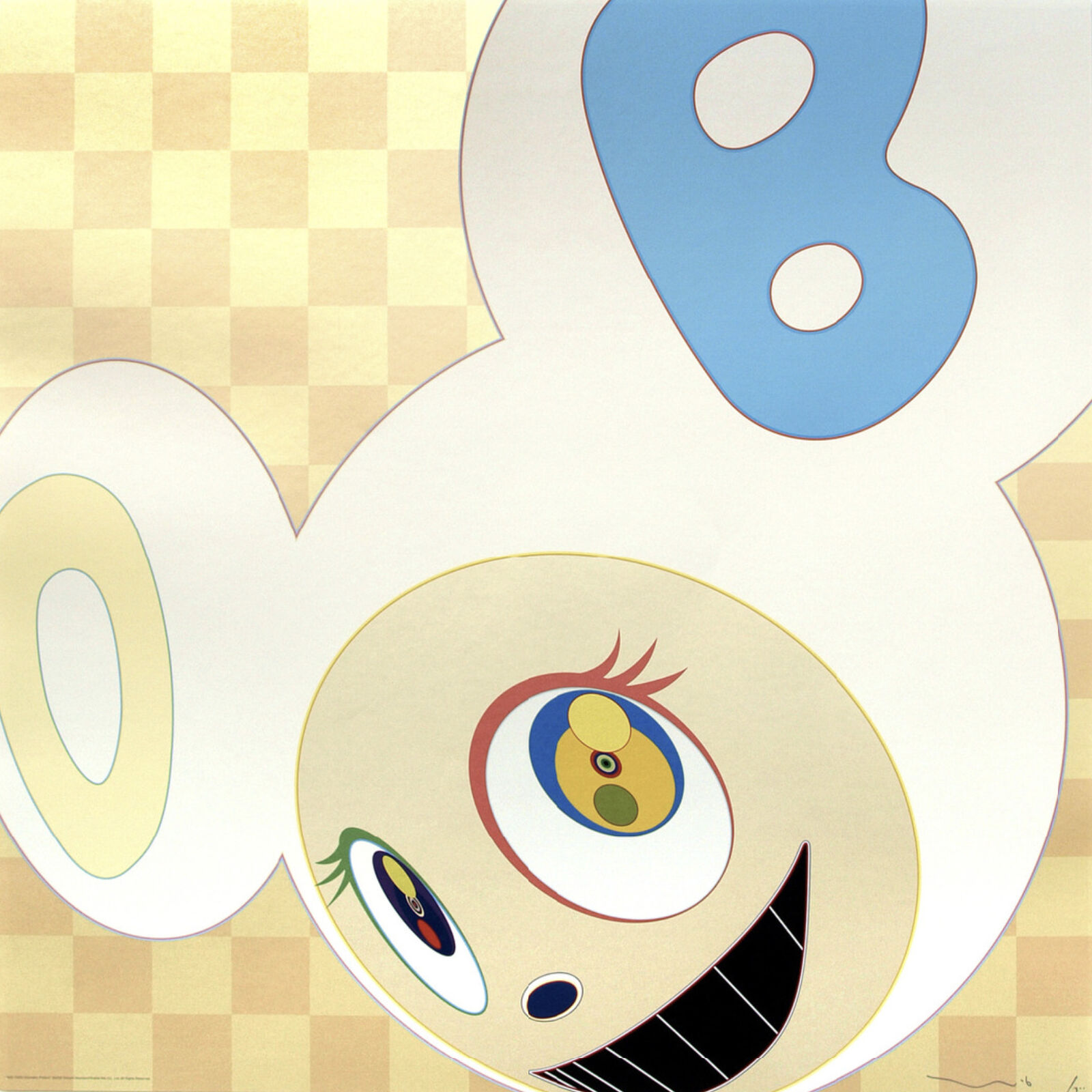 Artwork by Takashi Murakami, AND THEN Ichimatsu Pattern, Made of 4c offset print + cold stamp 