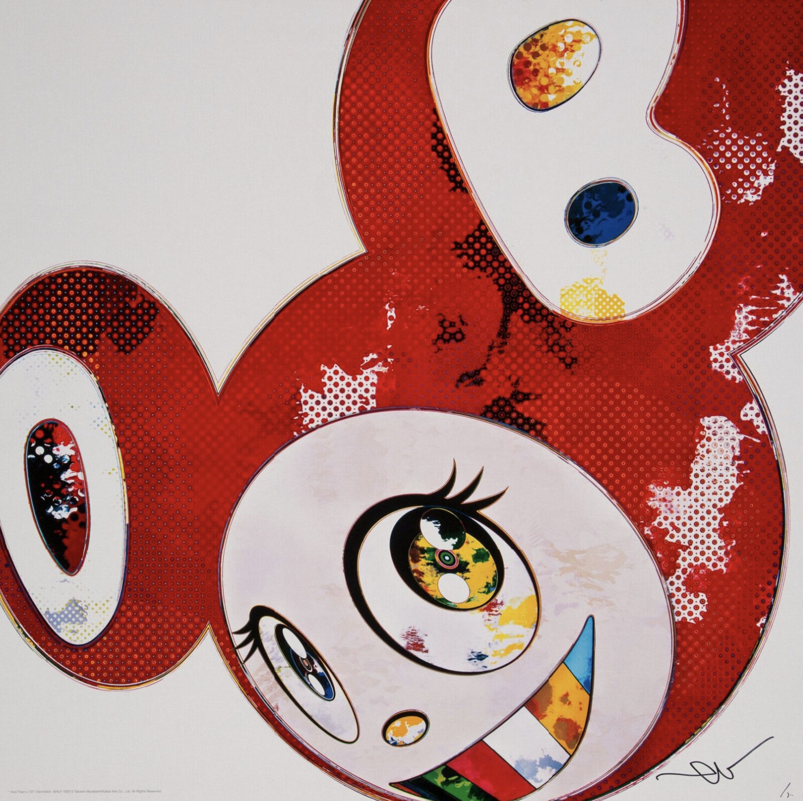 Artwork by Takashi Murakami, And Then x 727 (Vermillion: SHU), Made of 4c offset print + silver 