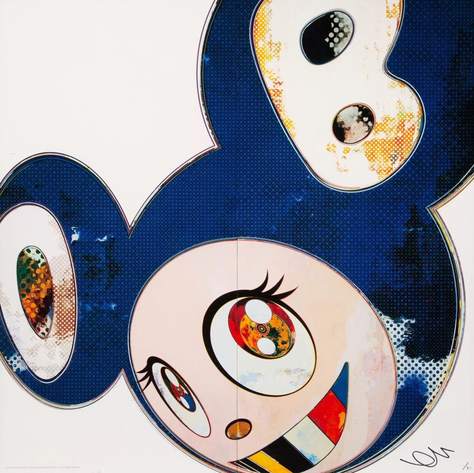 Artwork by Takashi Murakami, And Then x6 Blue, Made of 4c offset print + silver 
