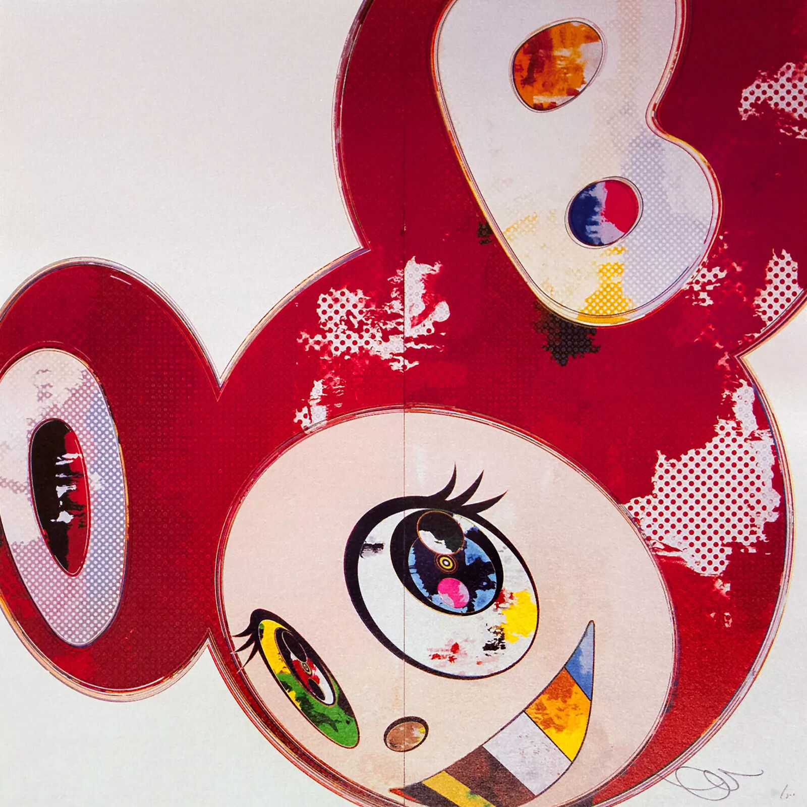 Artwork by Takashi Murakami, And Then x6 Red, Made of 4c offset print + silver 