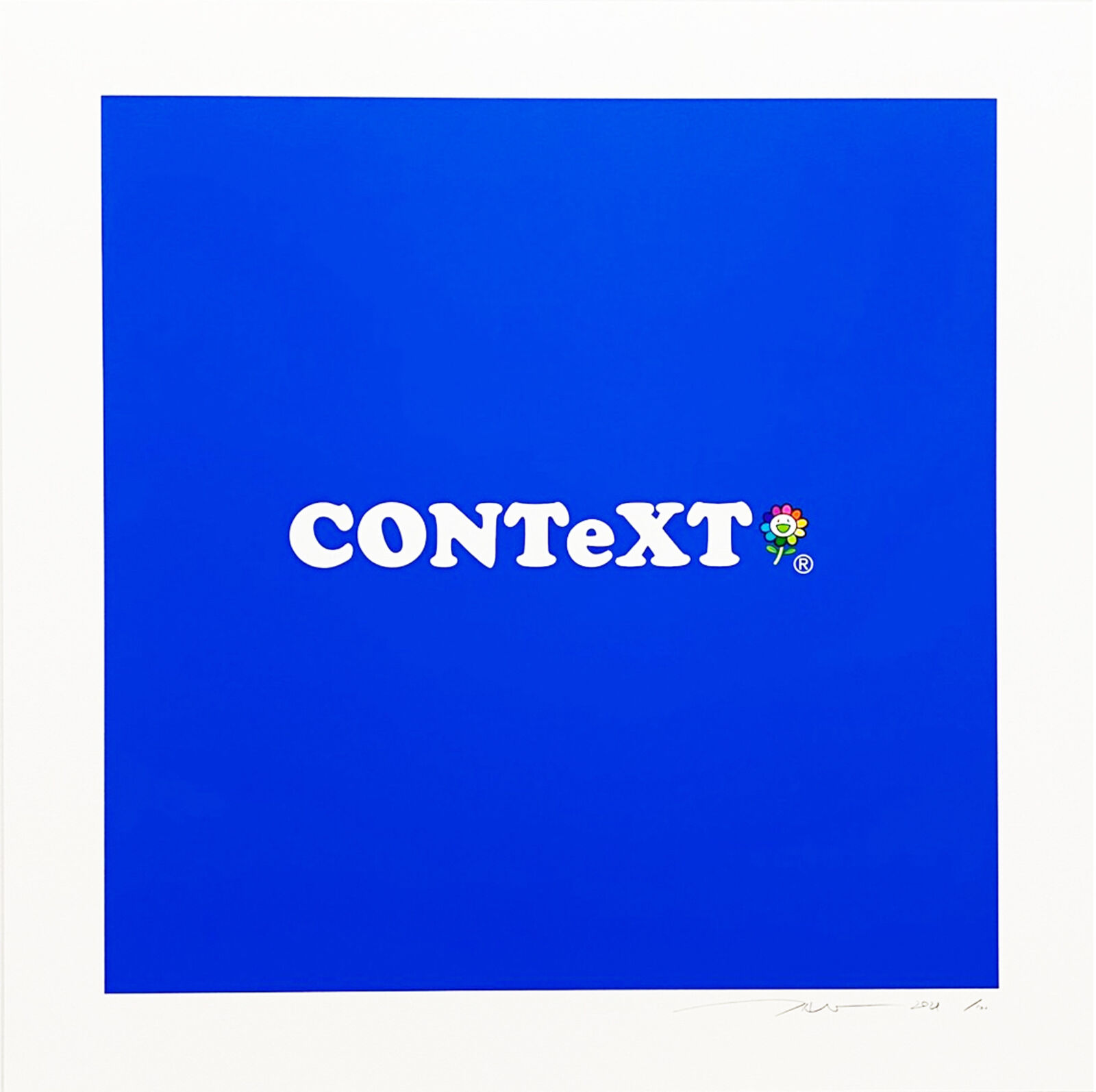 A blue poster with the word Context on it. 