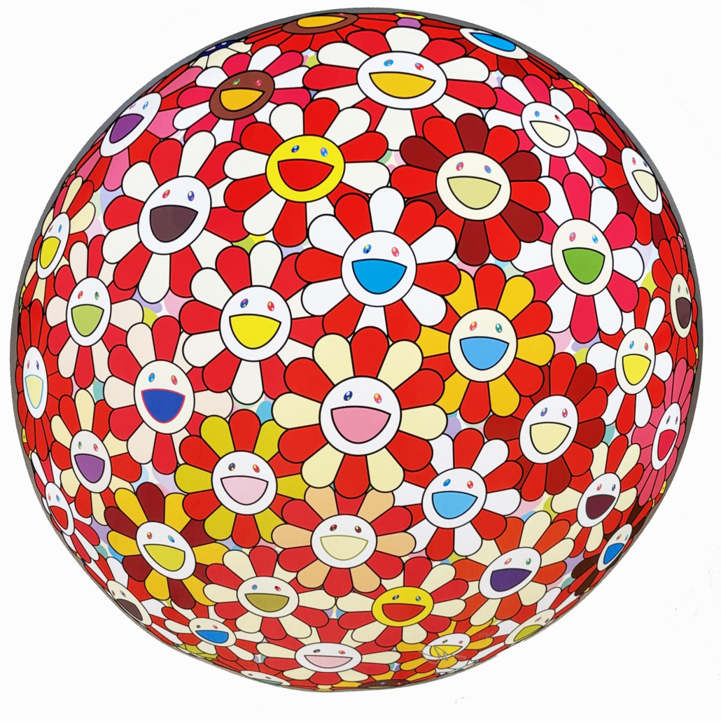 Flowerball: Koi/Red-crowned Crane Vermilion by Takashi Murakami, 2017