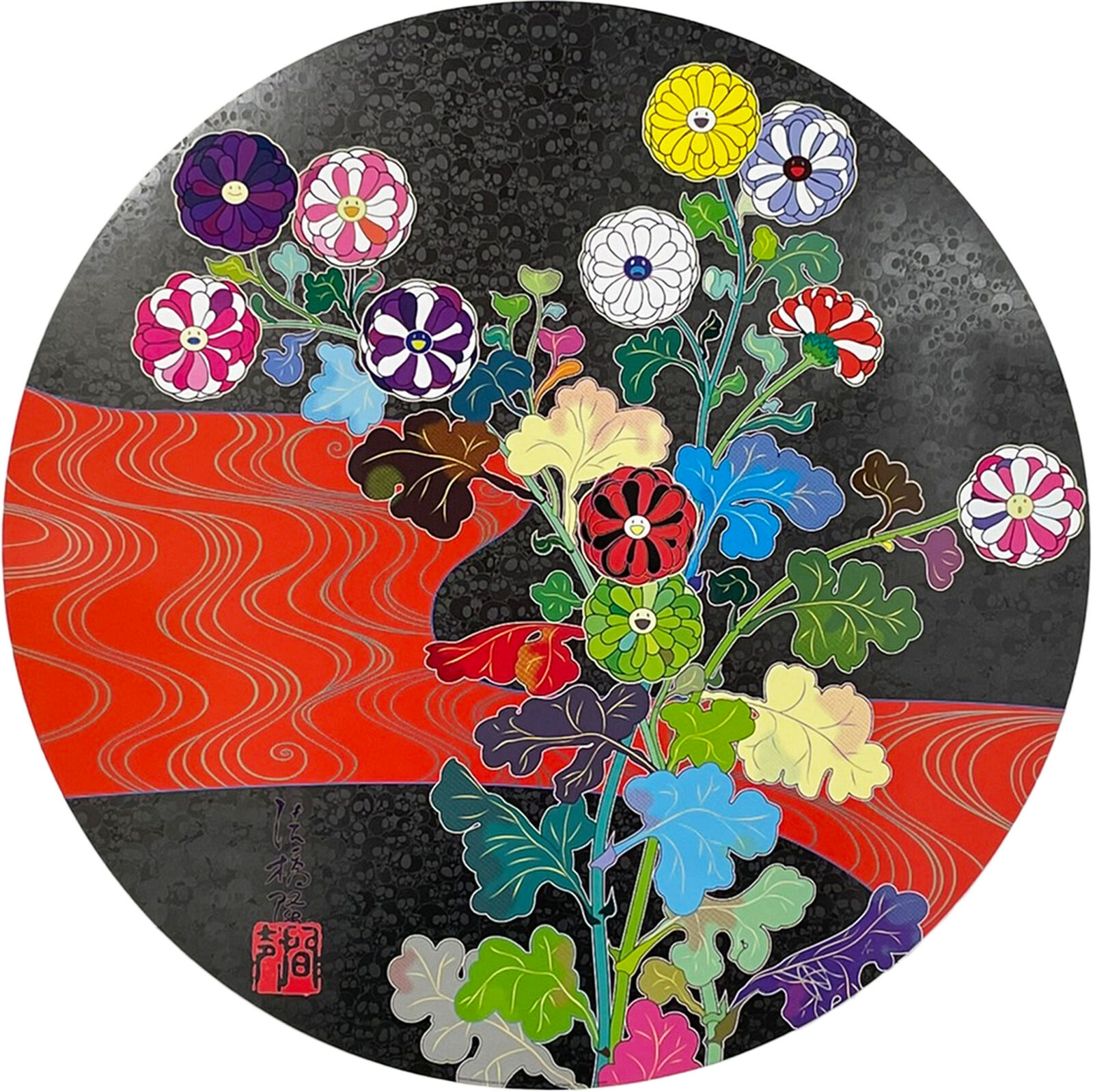 Artwork by Takashi Murakami, Flowers Blooming in the Isle of the Dead, Made of Offset print, cold stamp and high gloss varnishing 