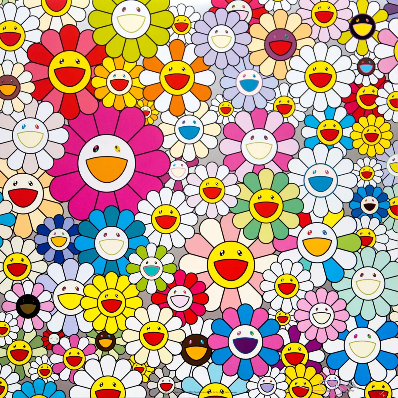 Artwork by Takashi Murakami, Flowers From The Village of Ponkotan, Made of 4c offset print + cold stamp 