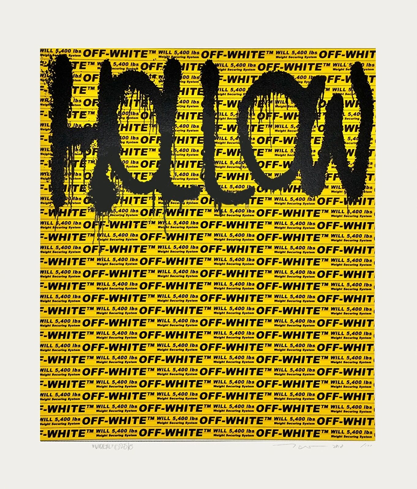 A yellow and black poster with the word "flow" written on it.