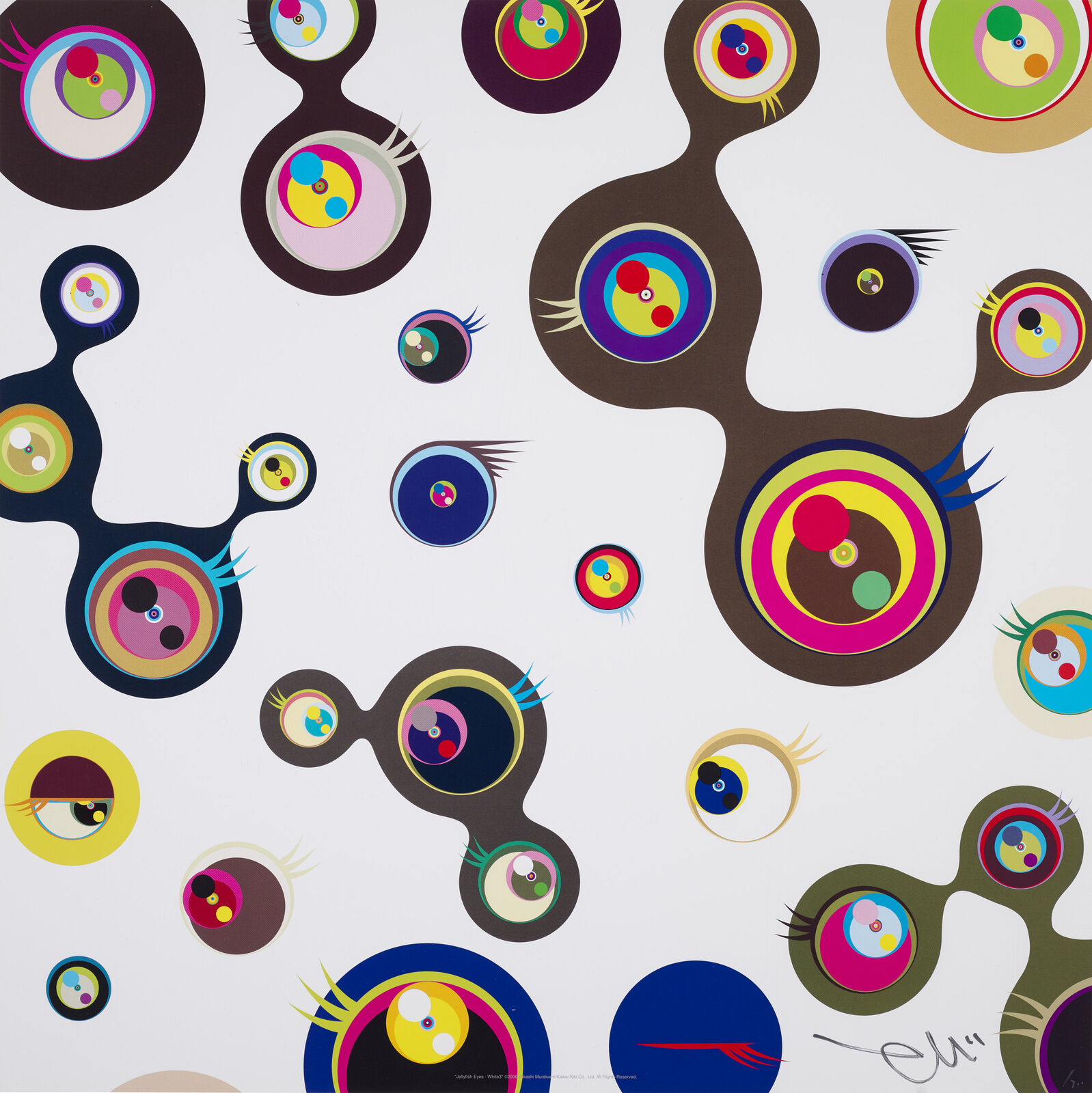 Artwork by Takashi Murakami, Jellyfish Eyes - White 3, Made of 4c offset print + special silver 