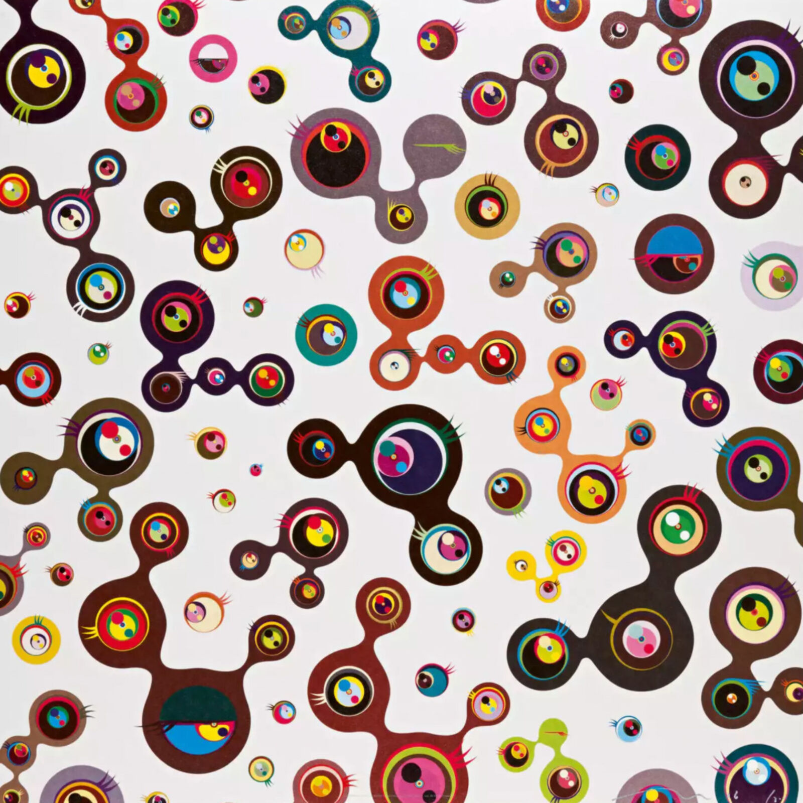 A large group of colorful circles on a white background.