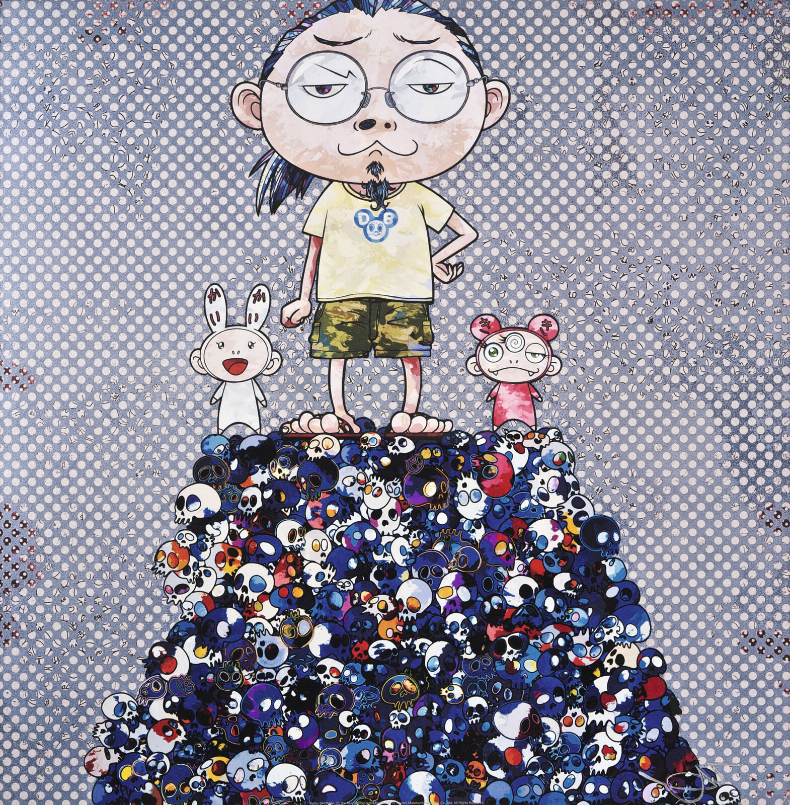 Artwork by Takashi Murakami, Kaikai Kiki & Me: On the Blue Mound of the Dead, Made of 4c offset print + silver 