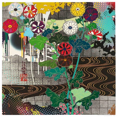 Artwork by Takashi Murakami, Kansei Platinum, Made of Silkscreen, platinum leaf 