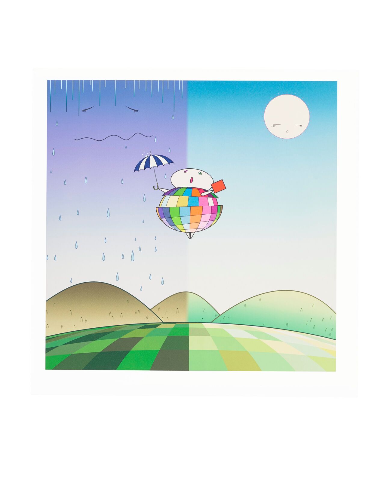 A white pop up book with three pictures inside of it.