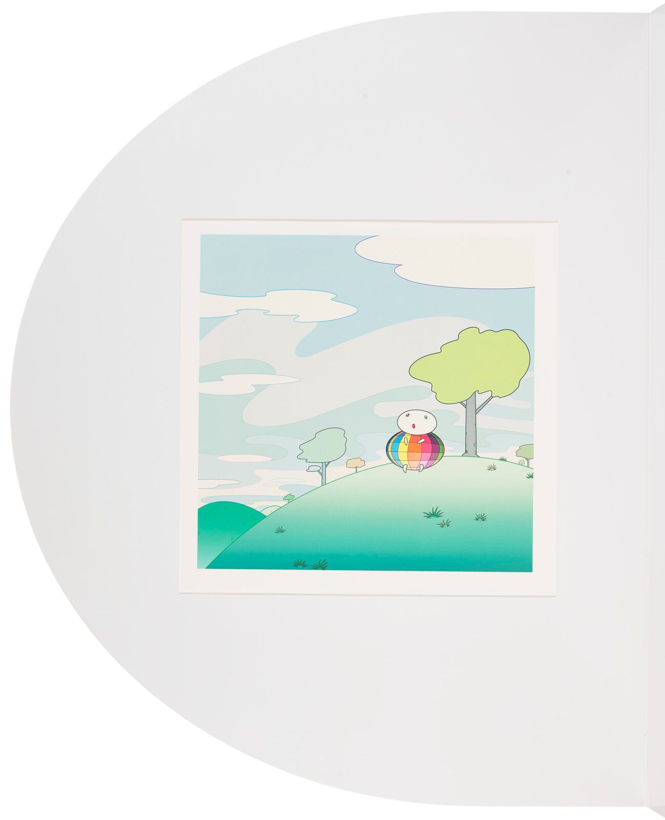 A white pop up book with three pictures inside of it.