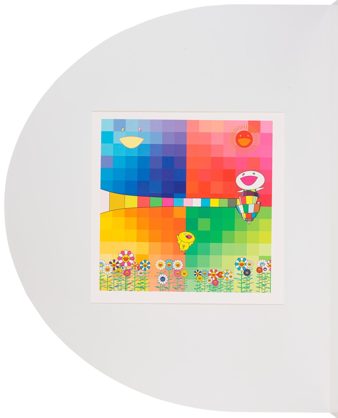 A white pop up book with three pictures inside of it.