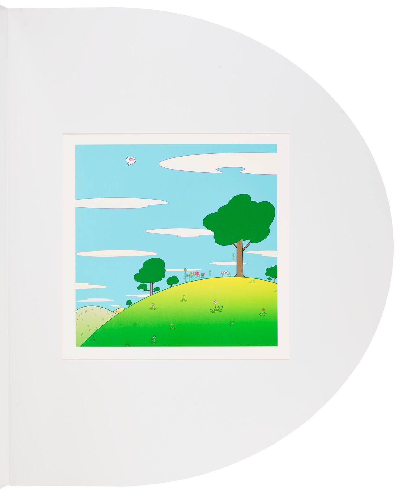 A white pop up book with three pictures inside of it.