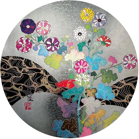 Artwork by Takashi Murakami, Kōrin: Flowers, Made of Offset print + cold stamp + thick varnishing 