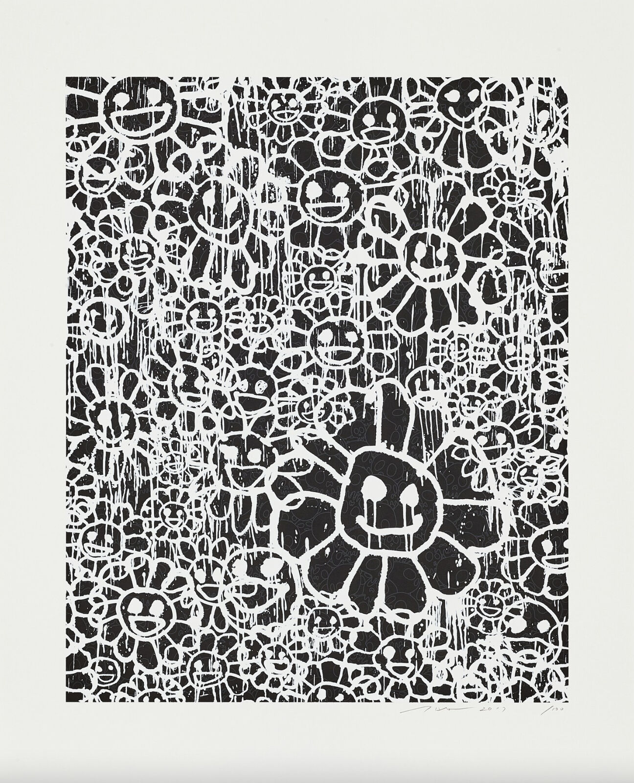 Artwork by Takashi Murakami, Madsaki Flowers B Black (working title), Made of Silkscreen 