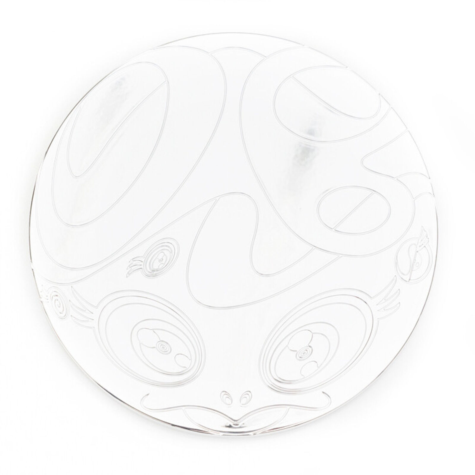 A red, white, and blue mickey mouse head with a big smile on it's face.