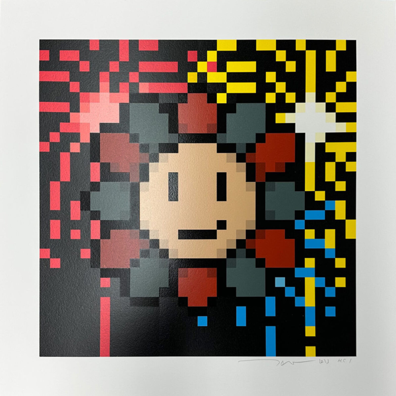 A pixel art of a woman with a star in her hair.