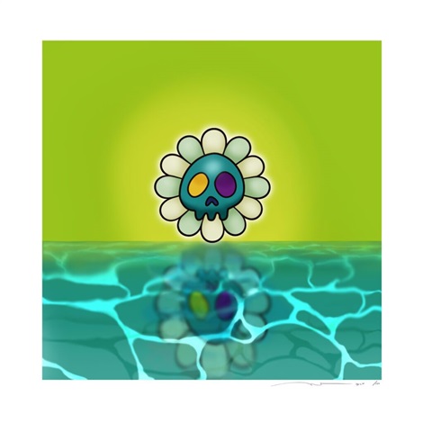 Artwork by Takashi Murakami, Murakami.Flower #6758 Water surface and skull face, Made of Archival Pigment Print + Silkscreen 