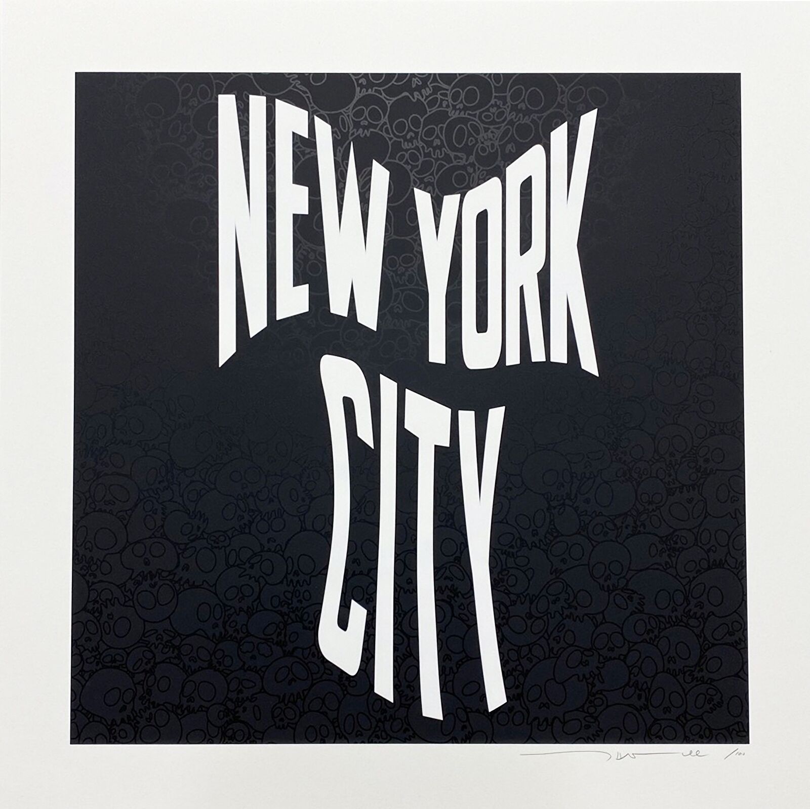A black and white poster with the words New York City on it.