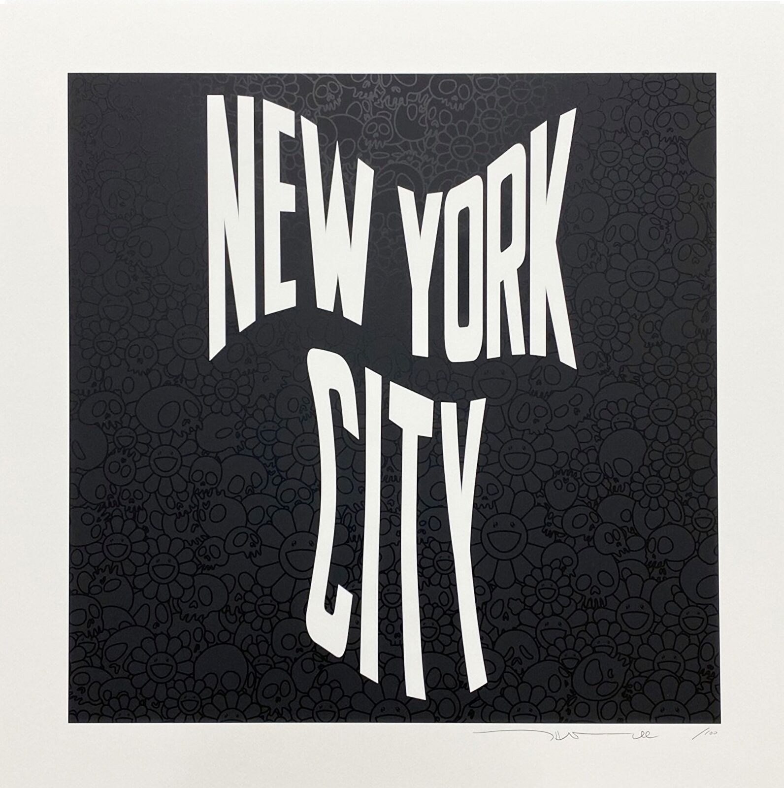 A black and white poster with the words New York City on it.