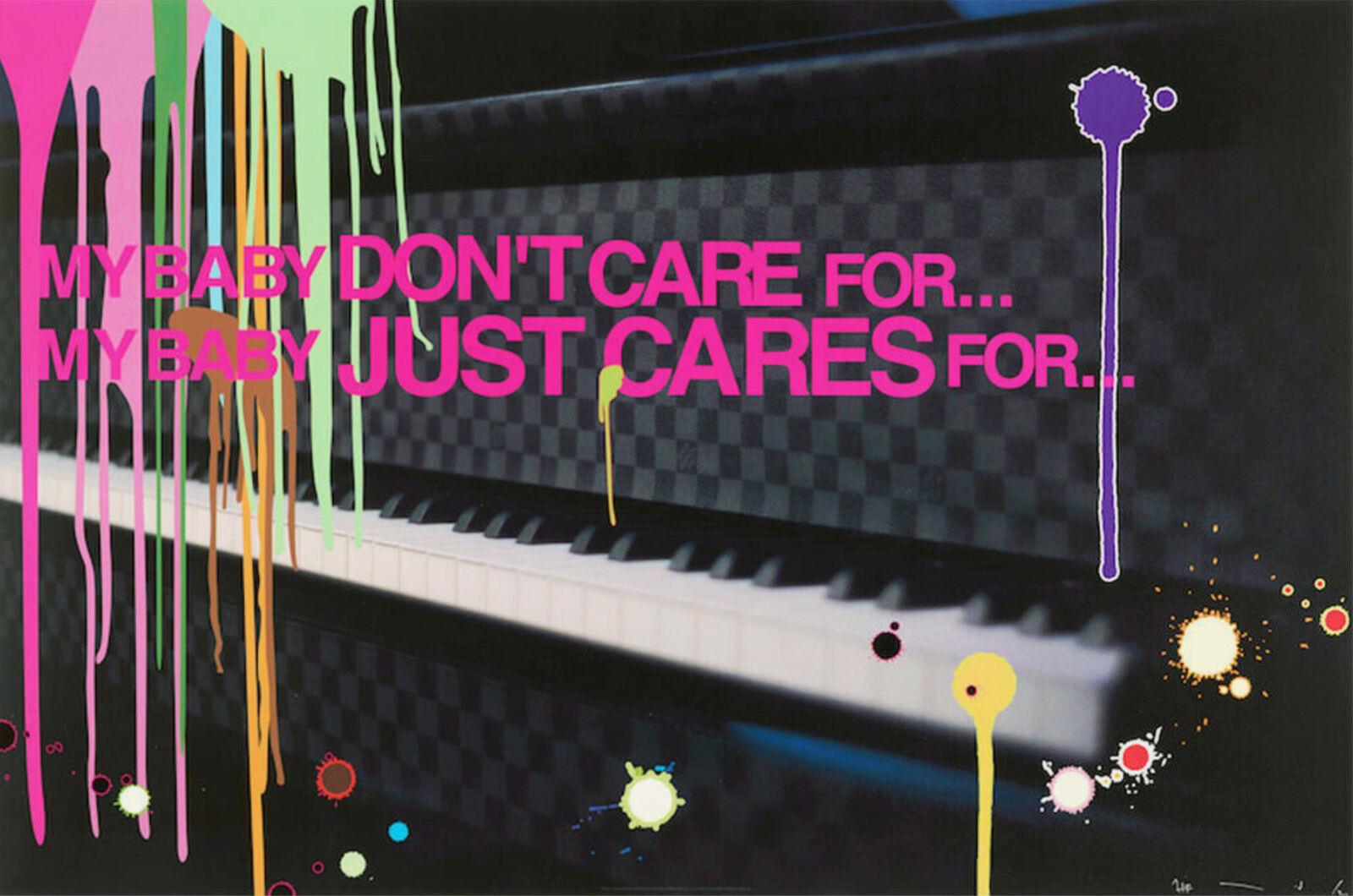 Artwork by Takashi Murakami, Piano + Daruma Drip, Made of Offset print + special silver + matte polypropylene + silkscreen printing UV coat 