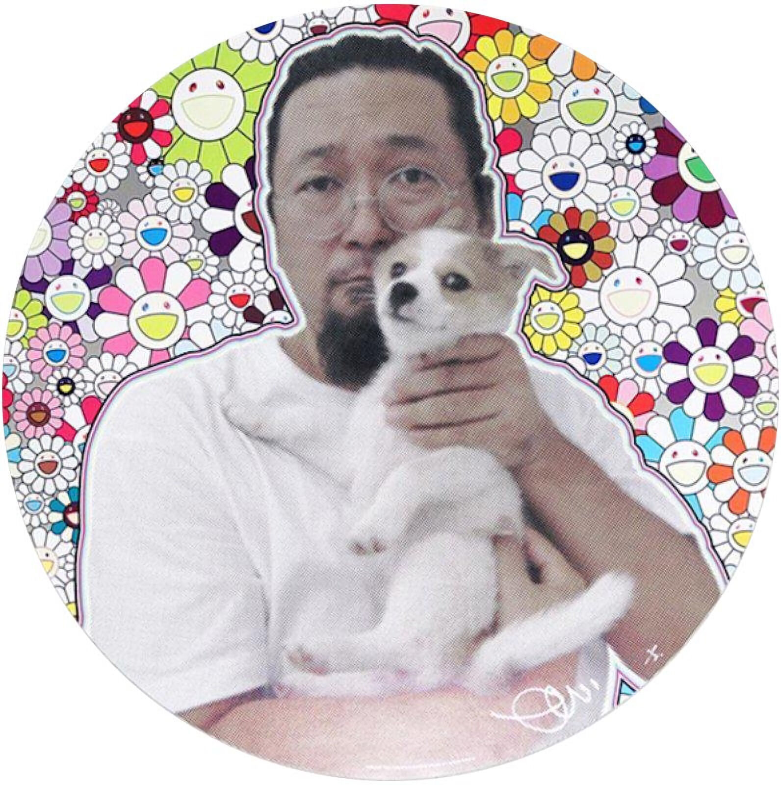 A man holding a small white dog in his arms.