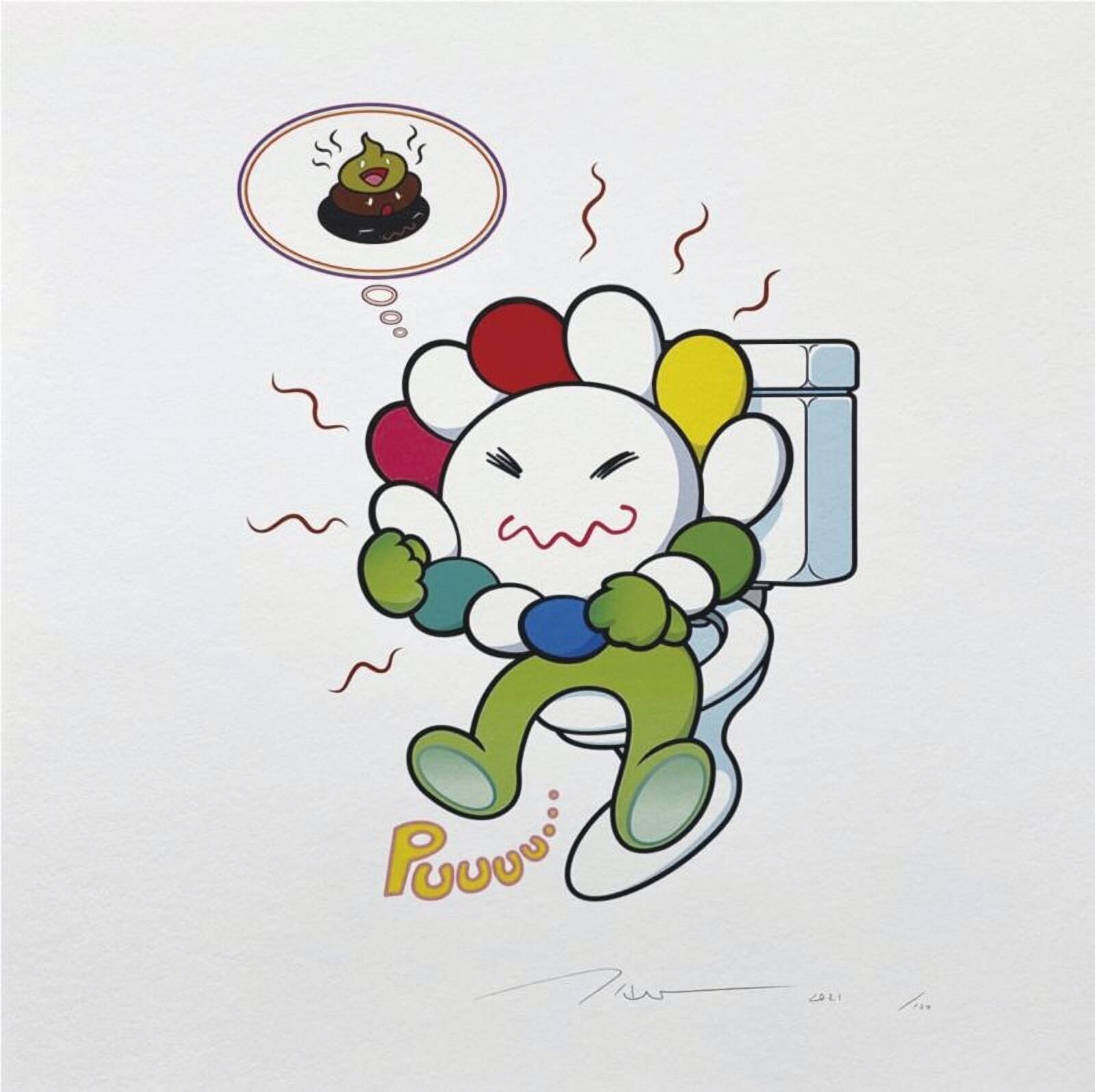 Artwork by Takashi Murakami, Puuuu, Made of Archival Pigment Print + Silkscreen 