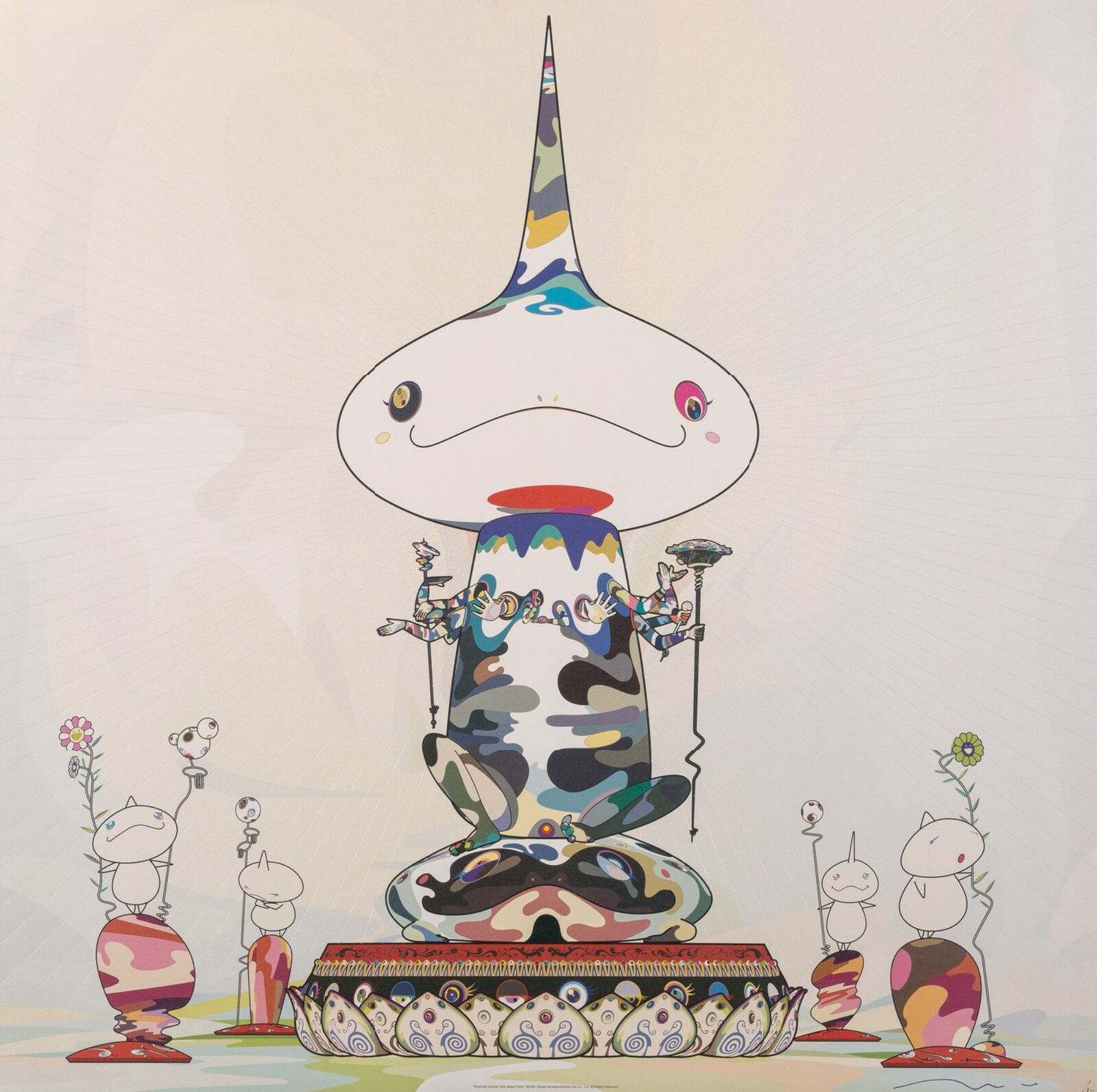 Artwork by Takashi Murakami, Reversed Double Helix Mega Power, Made of 4c offset print + UV white + cold stamp 