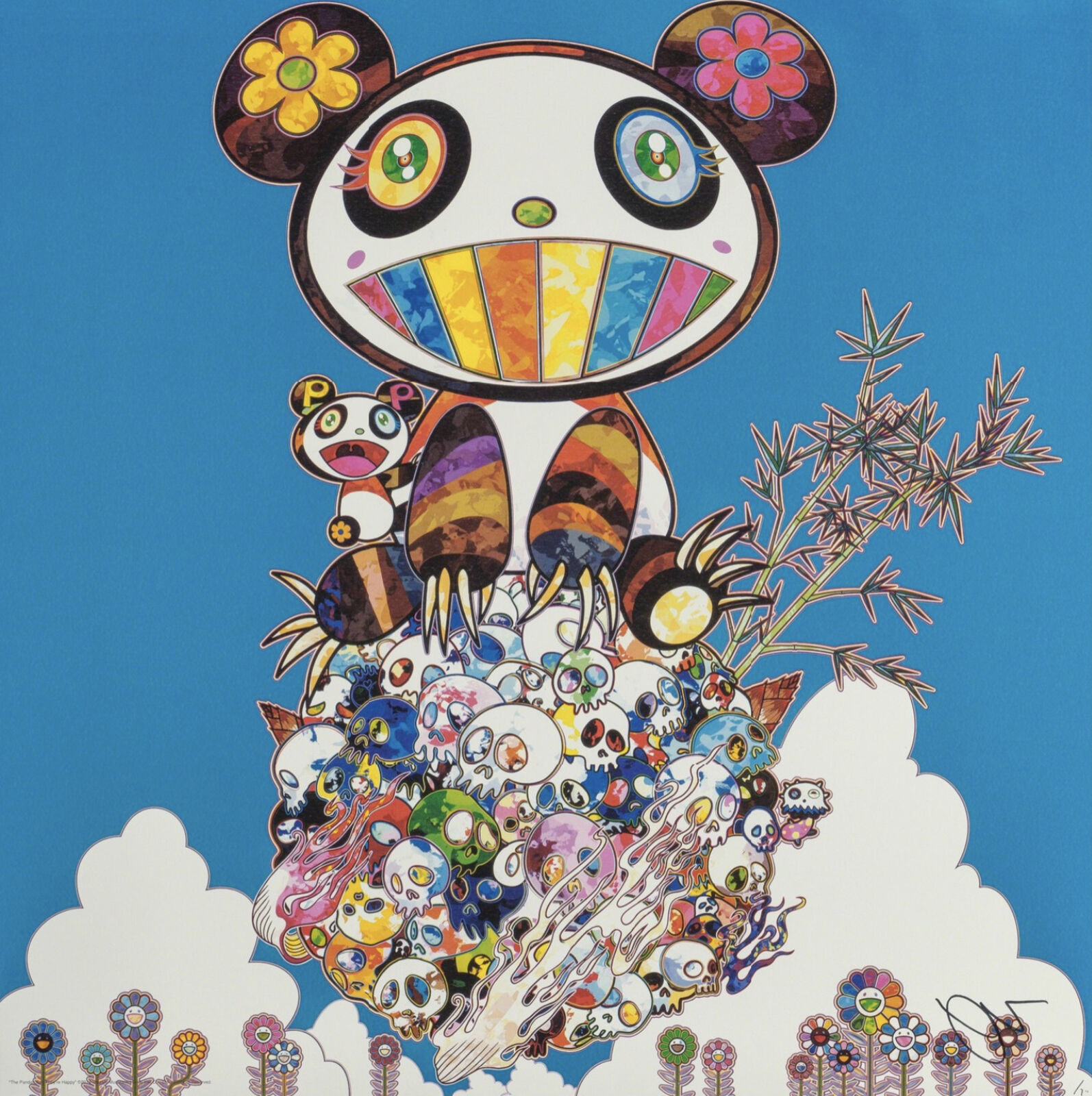 Artwork by Takashi Murakami, The Pandas Say They're Happy, Made of 4c offset print + silver 