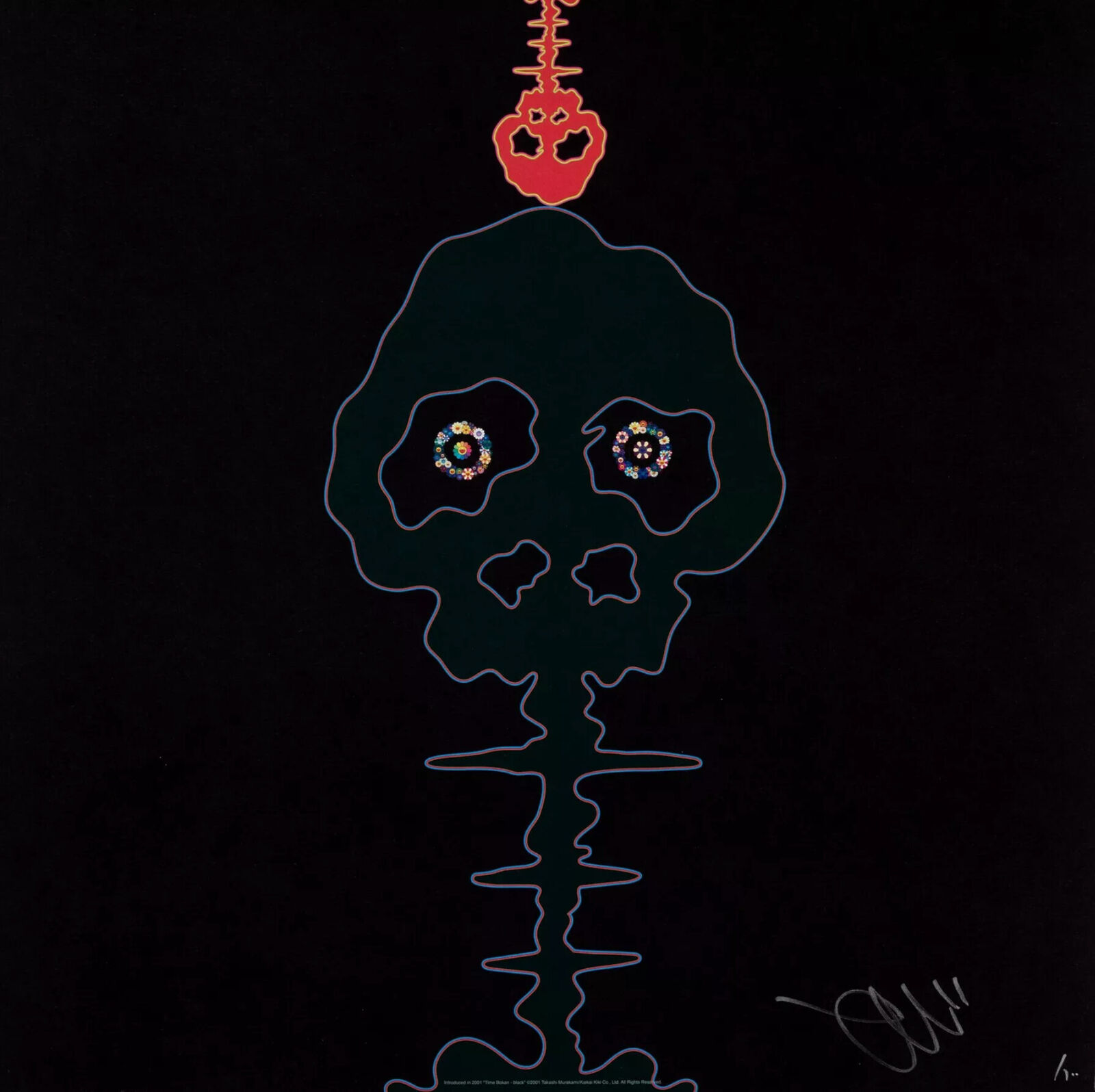 Artwork by Takashi Murakami, Time Bokan - black, Made of 4c offset print + special silver 