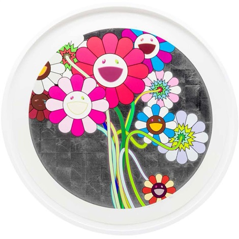 Artwork by Takashi Murakami, Warhol/Silver, Made of Silkscreen, platinum leaf 