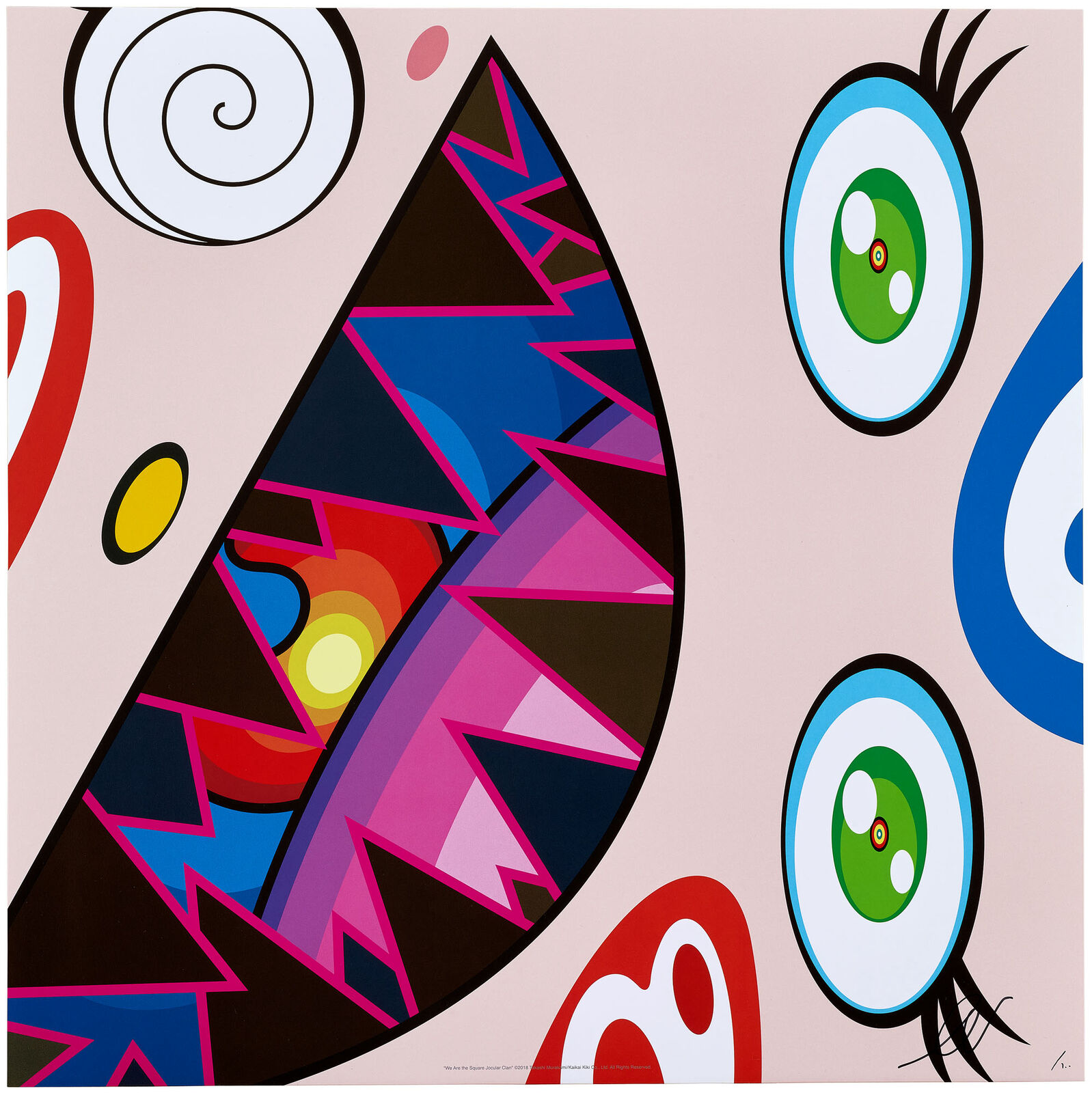 Artwork by Takashi Murakami, We Are the Square Jocular Clan (7), Made of 4c offset print + special silver + high gloss varnishing 