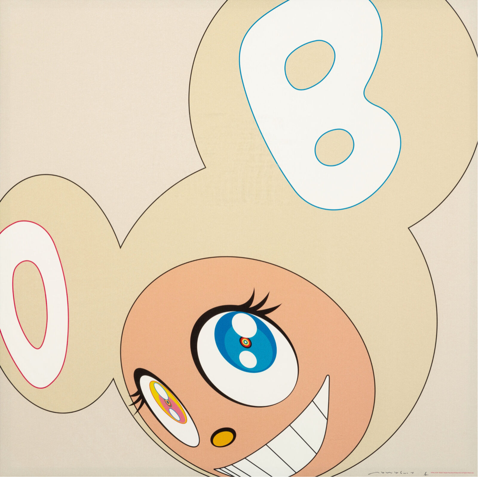 Artwork by Takashi Murakami, White DOB, Made of 4c offset print + special silver + UV white 