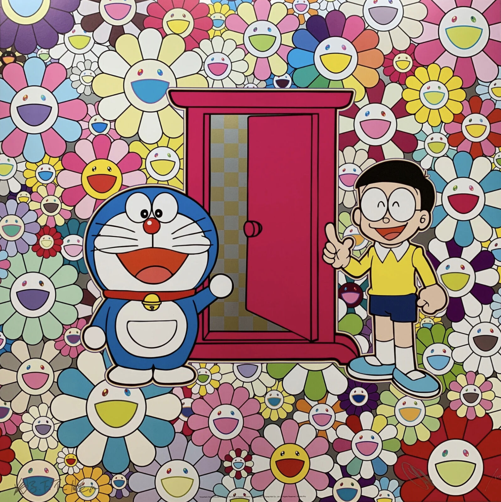 Anywhere Door (Dokodemo Door) in the Field of Flowers by Takashi Murakami, 2019
