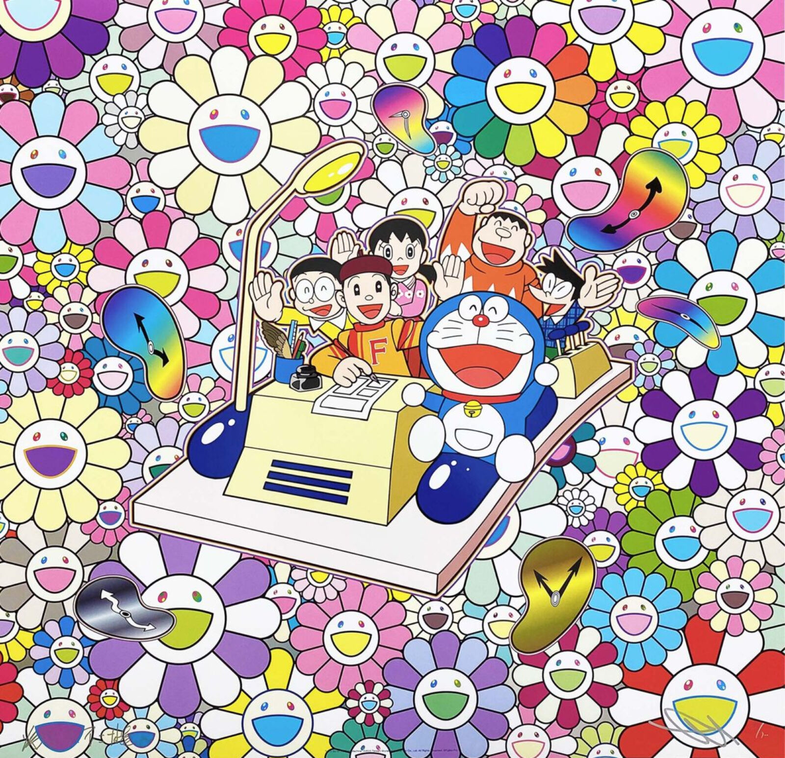 Artwork by Takashi Murakami, Let’s Go on the Time Machine, Made of Offset print, cold stamp and high gloss varnishing 