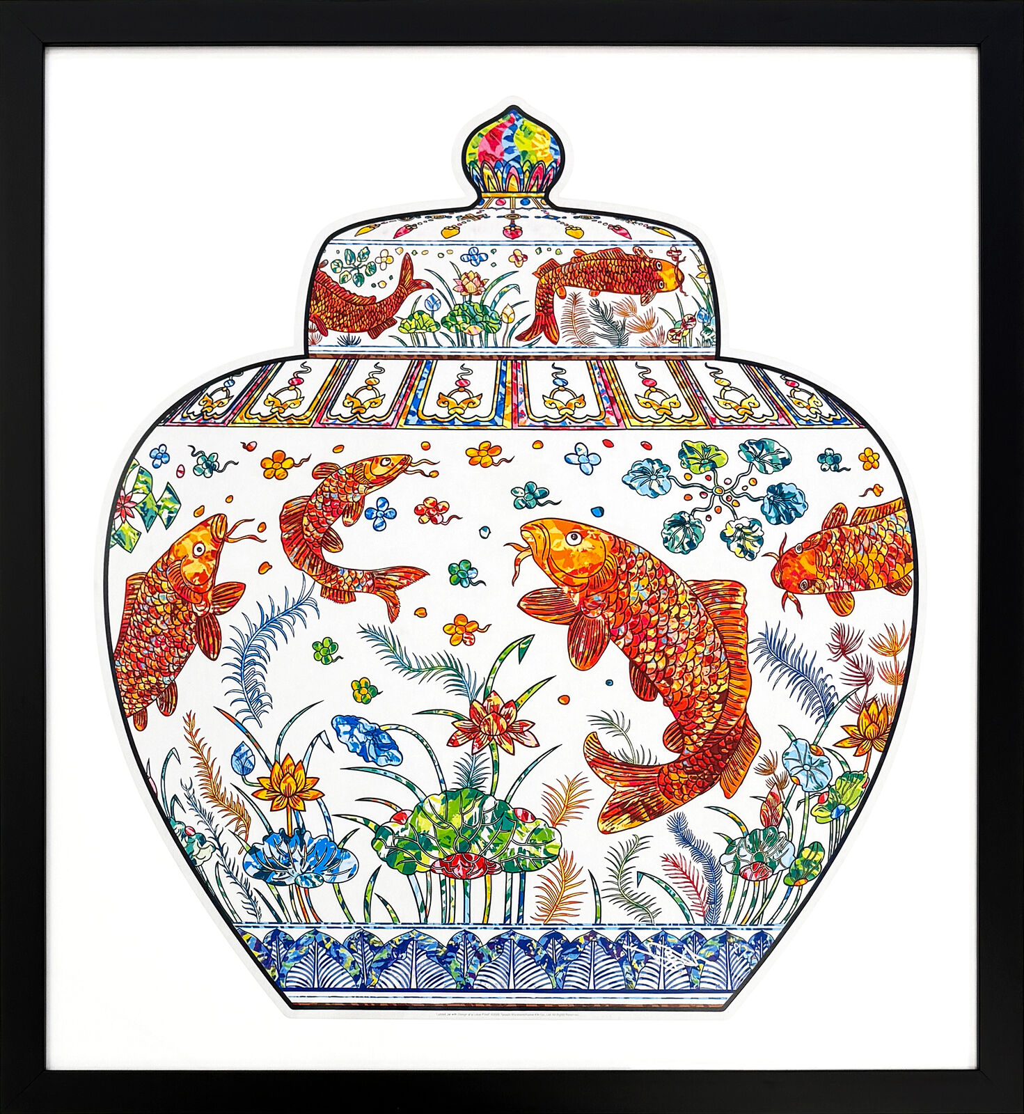 Artwork by Takashi Murakami, Lidded Jar with Design of a Lotus Pond , Made of Offset lithograph 