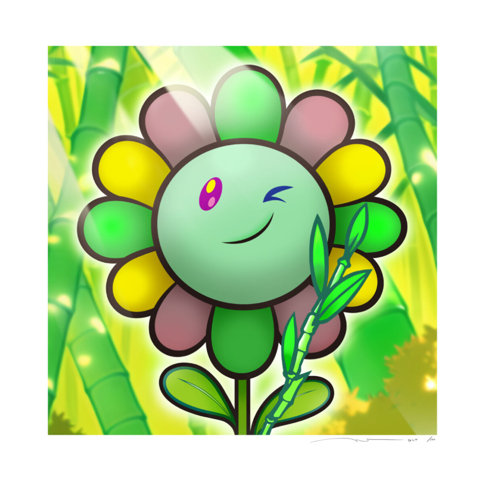 Artwork by Takashi Murakami, Murakami Flower #11139 Bamboo, Made of Archival Pigment Print + Silkscreen 