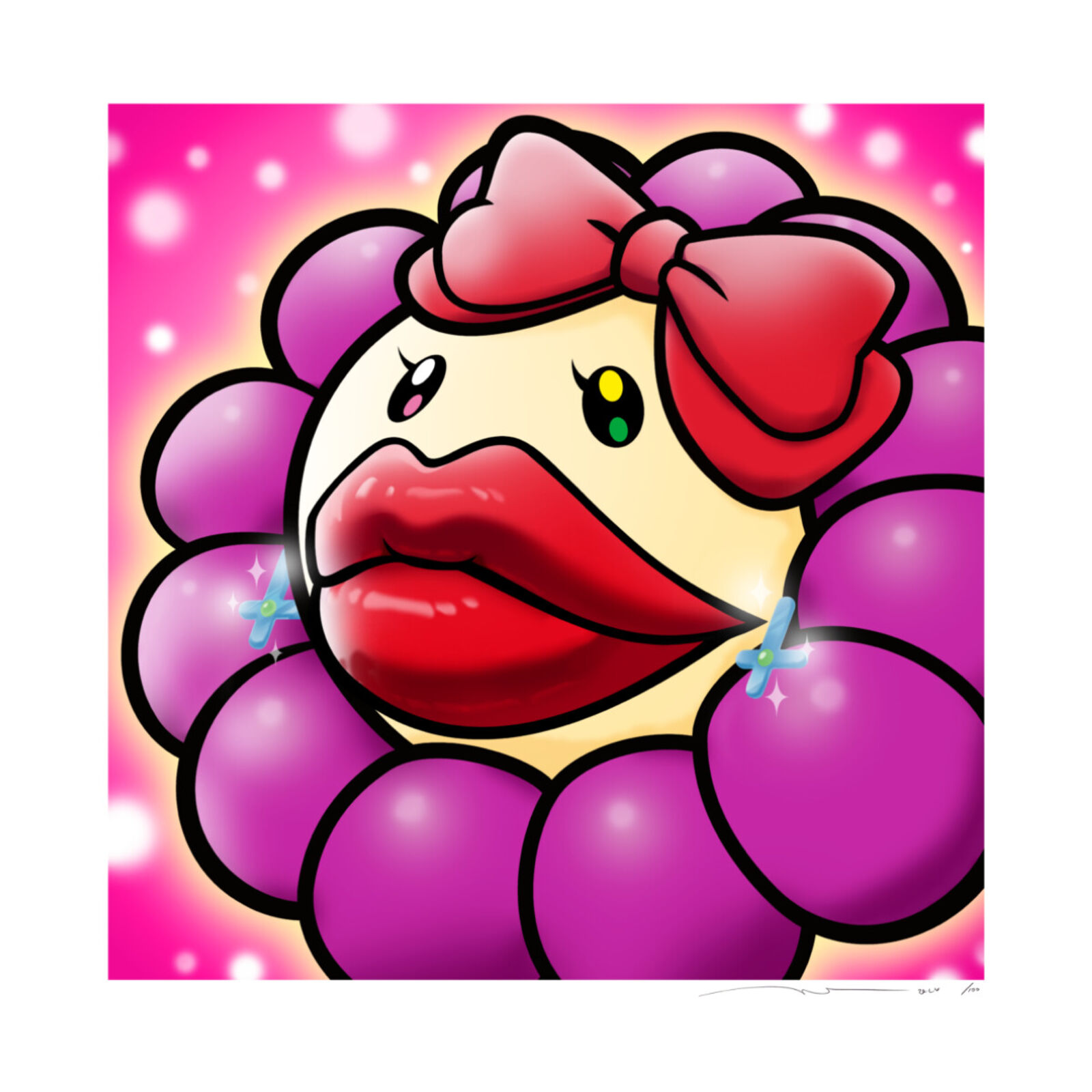 Artwork by Takashi Murakami, Murakami.Flower #0742 Dressed up girl, Made of Archival Pigment Print + Silkscreen 