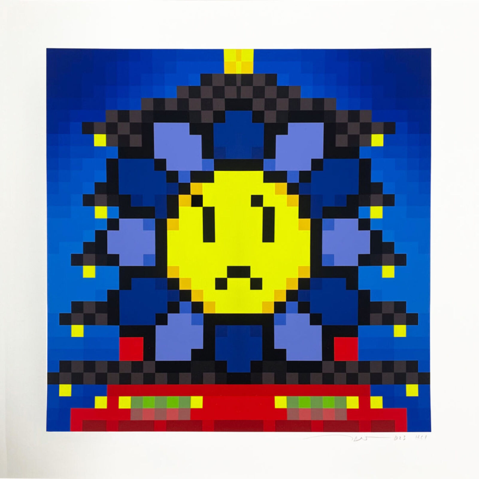 A pixel art of a man with a crown on his head.