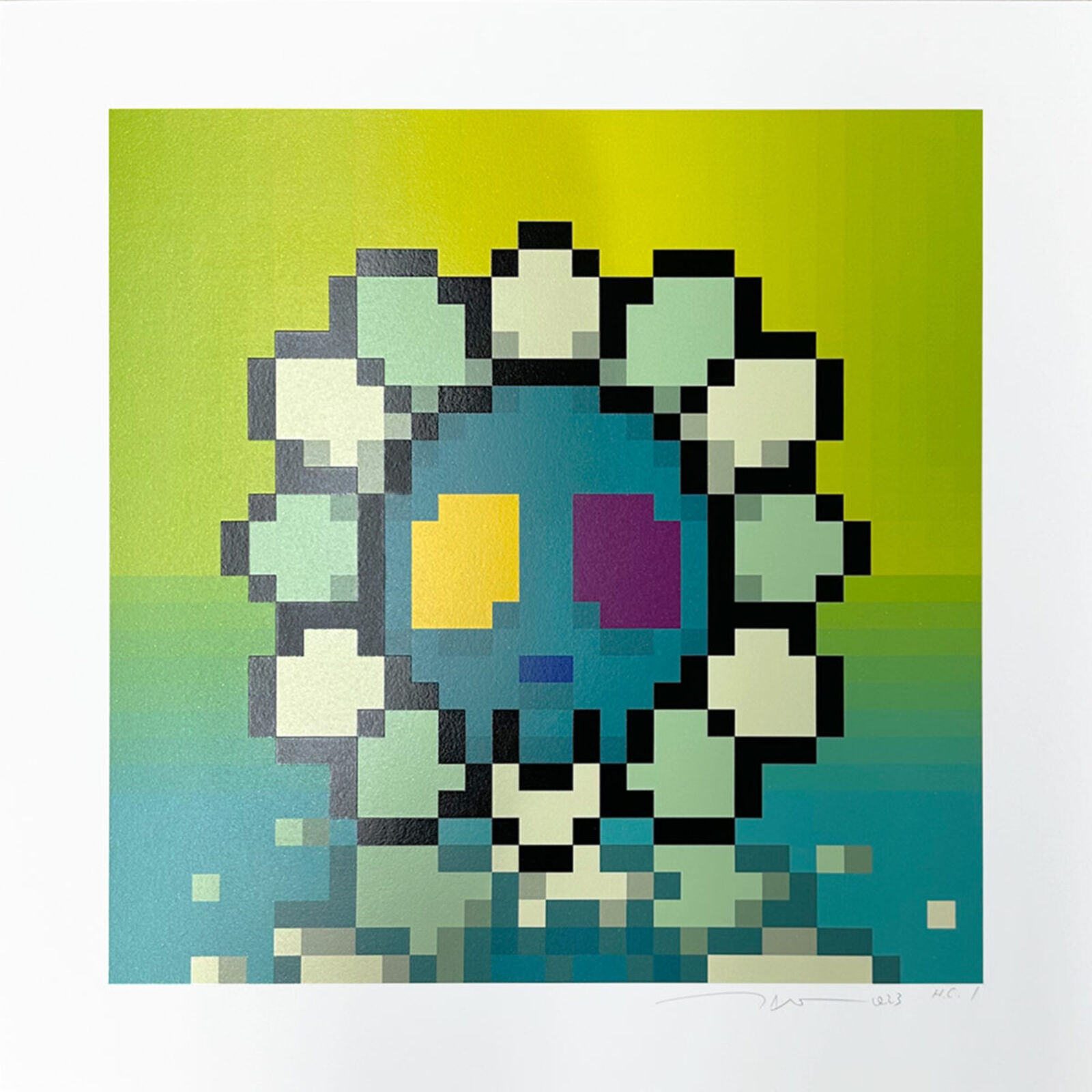 Artwork by Takashi Murakami, Murakami.Flower #6758 Water surface and skull face, Made of Archival Pigment Print + Silkscreen 
