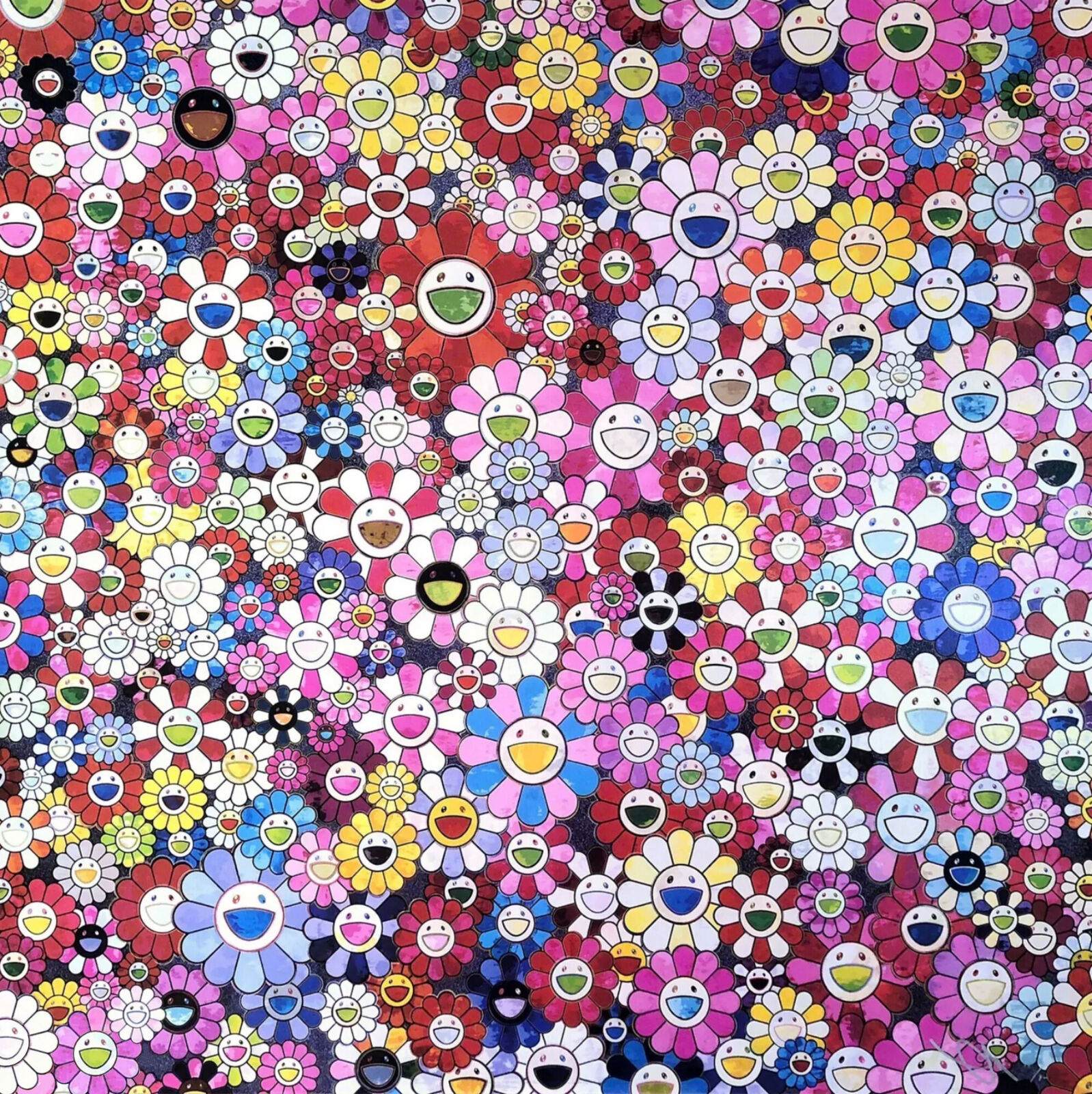 Artwork by Takashi Murakami, Shangri-La Pink, Made of 4c offset print + special silver 