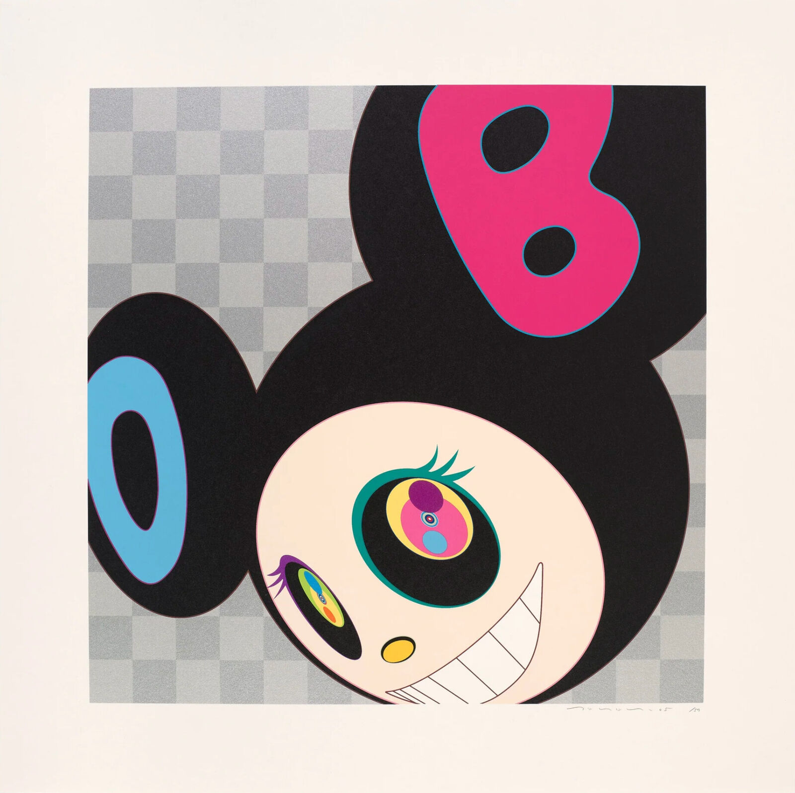 A picture of a cartoon character with a number 8 on it.