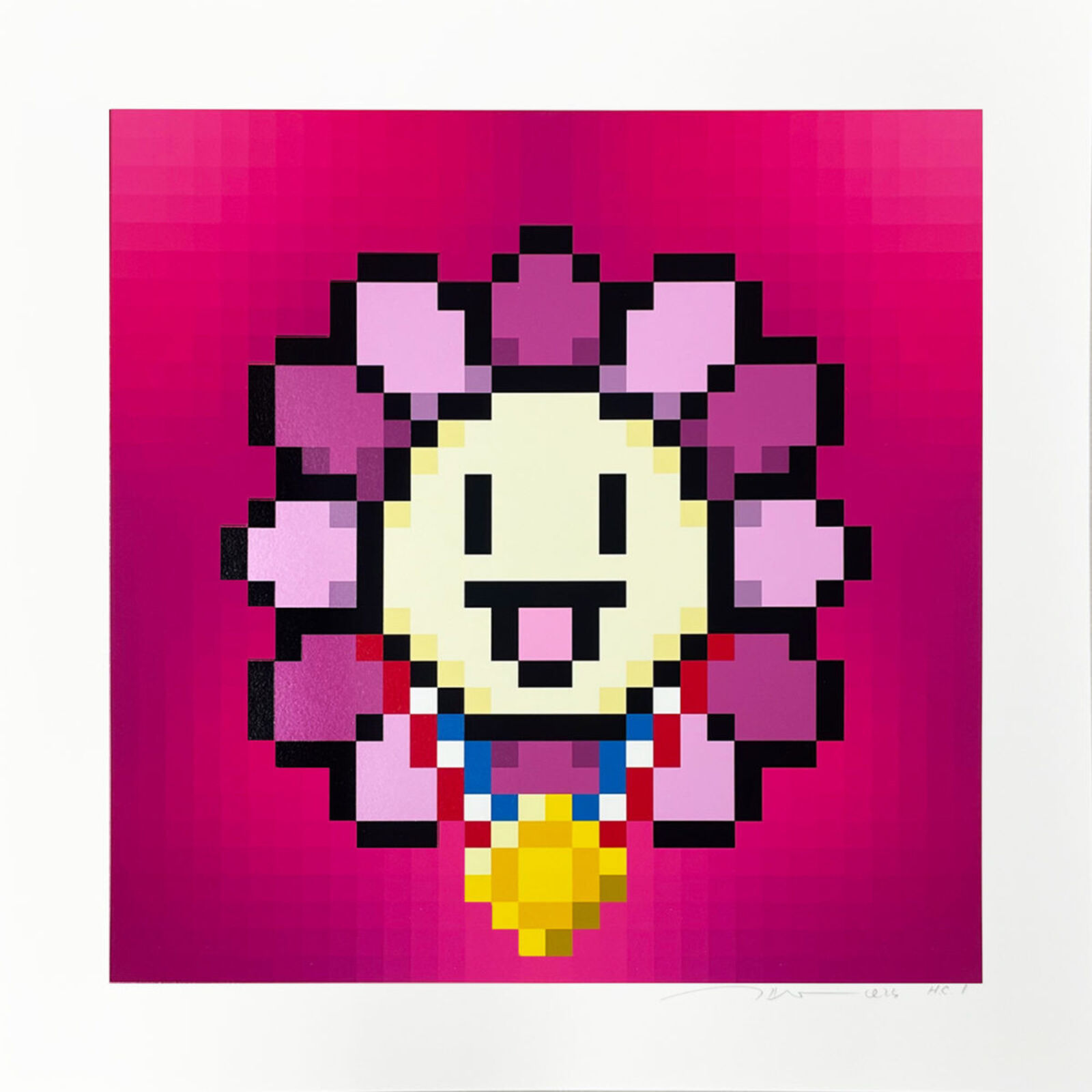 A pixel art of a girl with a flower in her hair.