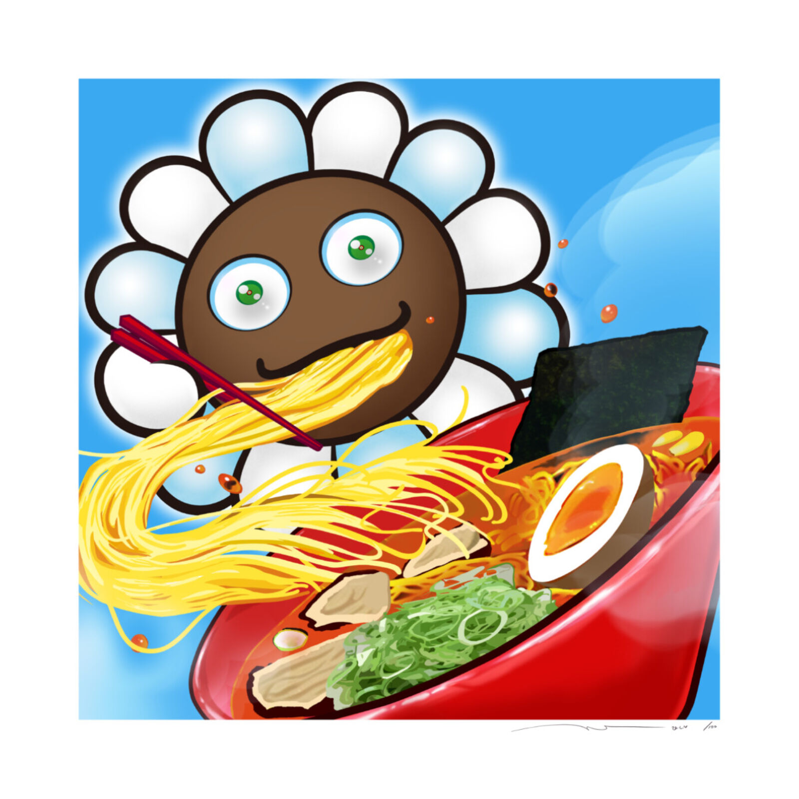 Artwork by Takashi Murakami, Murakami.Flower #1027 Kyushu Ramen, Made of Archival Pigment Print + Silkscreen 