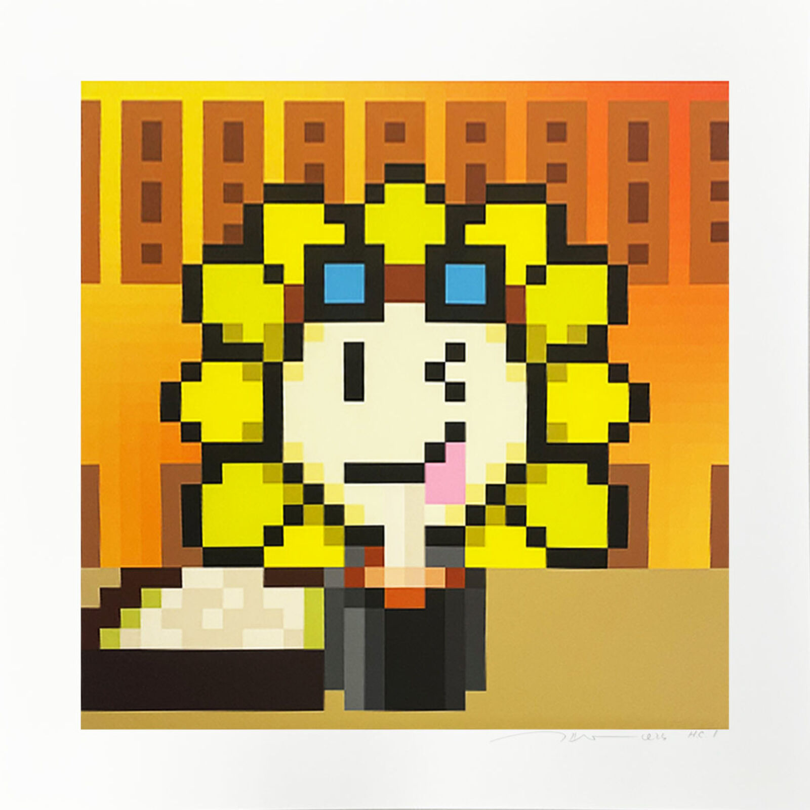 A pixel art of a girl with a crown on her head.