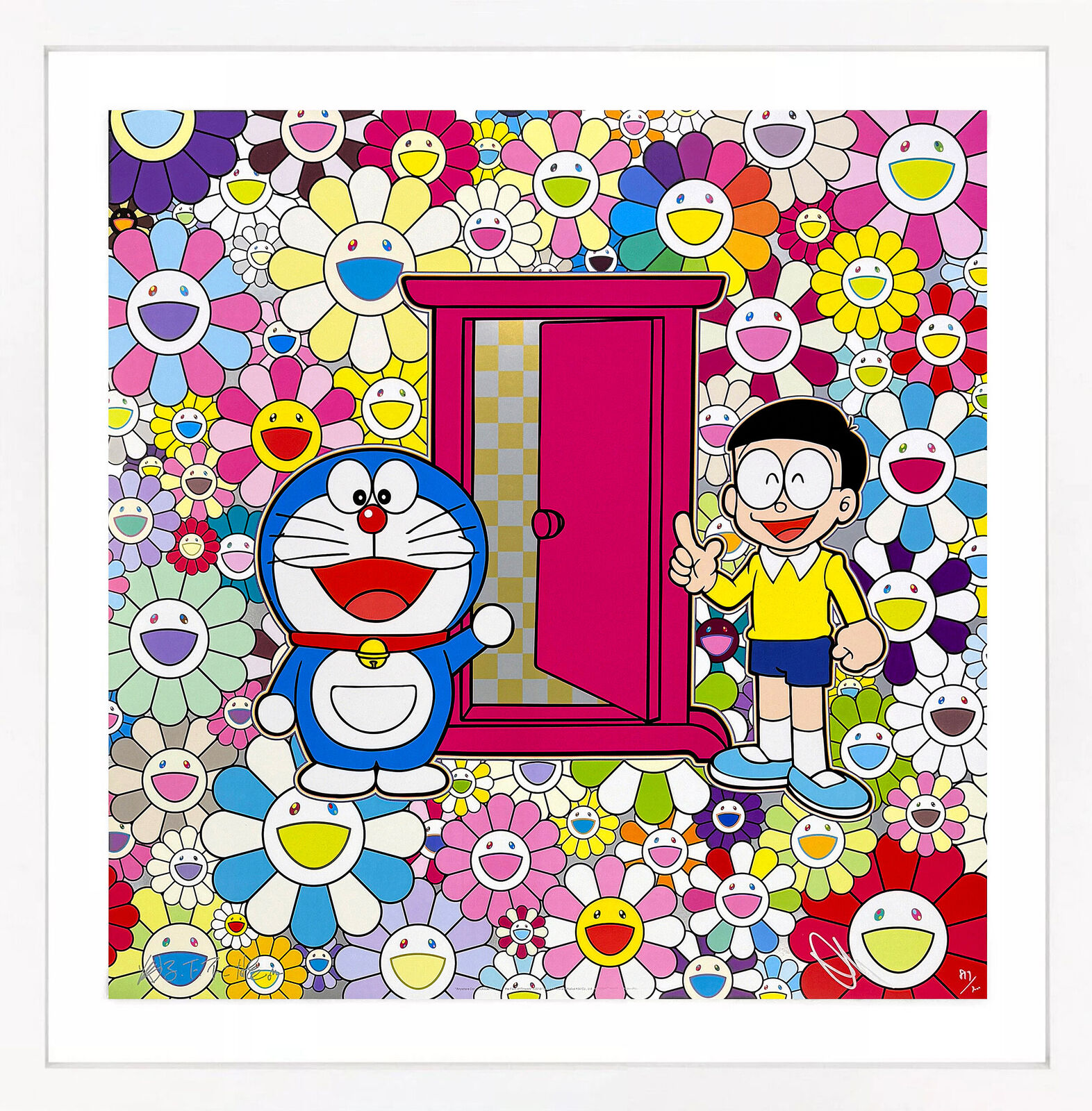 Anywhere Door (Dokodemo Door) in the Field of Flowers  by Takashi Murakami, 2018