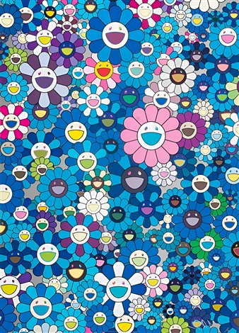 Artwork by Takashi Murakami, An Homage to IKB, 1957 B, Made of 4c offset print + cold stamp 